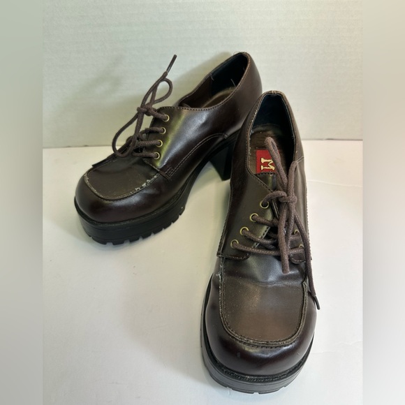 Women’s Chunky Platform Lace-Up Shoes – Dark Brown Gloss Mudd Y2K size 6 - Picture 3 of 5